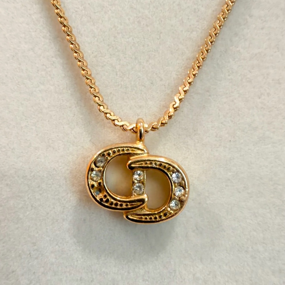 Christian Dior Crystal CD Logo Necklace - Picture 5 of 10